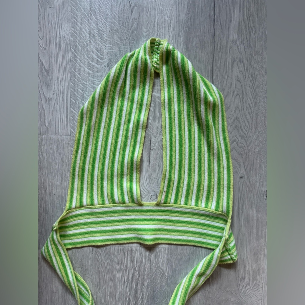 American Threads Lime and White Striped Knit Top